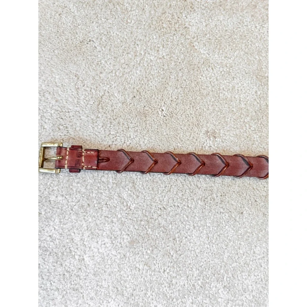 Vintage Dooney & Bourke Brown Leather Belt USA Brass Buckle Fits 33-37